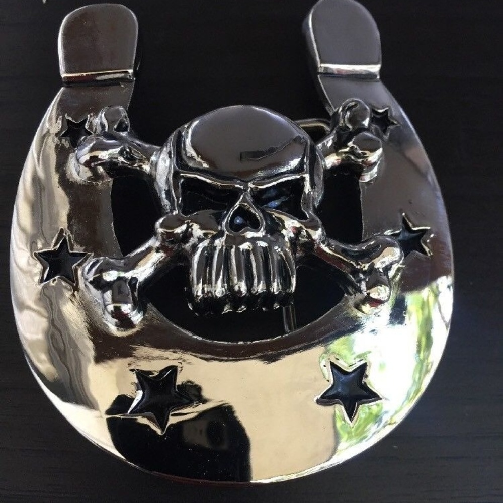 SKULL BELT BUCKLE COWBOY MEN WOMEN - Picture 1 of 4
